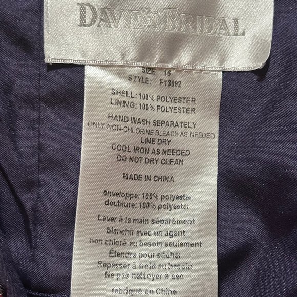 NWT $159 David's Bridal Lapis FogFoil Split Front A-Line Dress Beading Size 16 - Picture 10 of 13